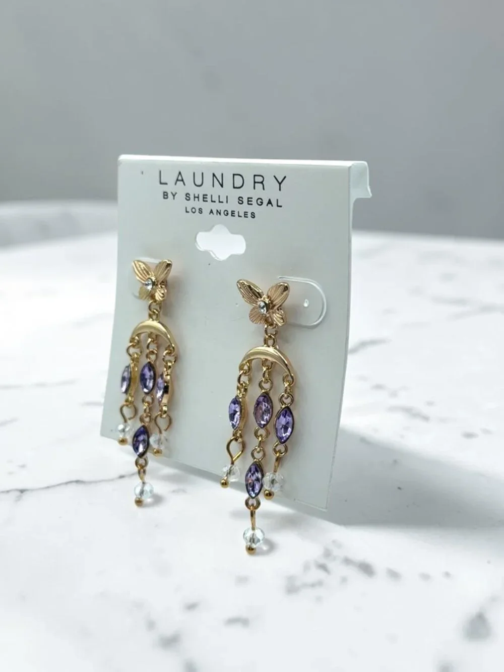 LAUNDRY by Shelli Segal Gold-Tone Butterfly Earrings - Picture 2 of 2